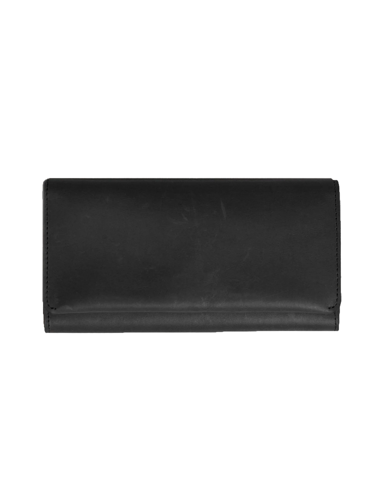 Black leather wallet on a white background. #Color_Black