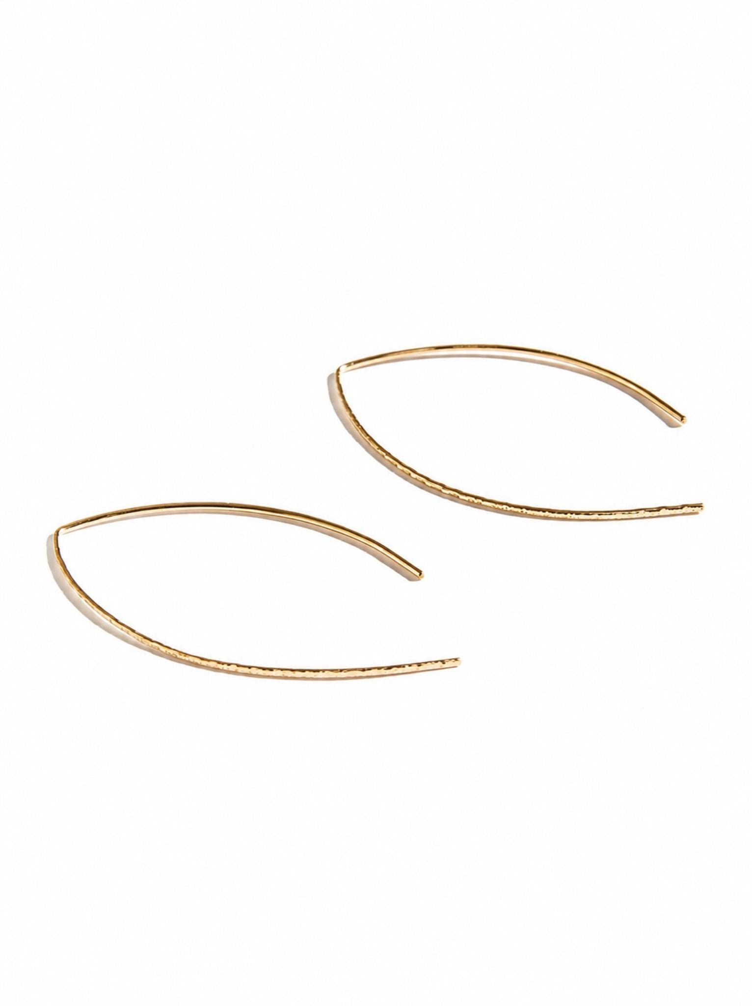 Pair of gold earrings on a white background