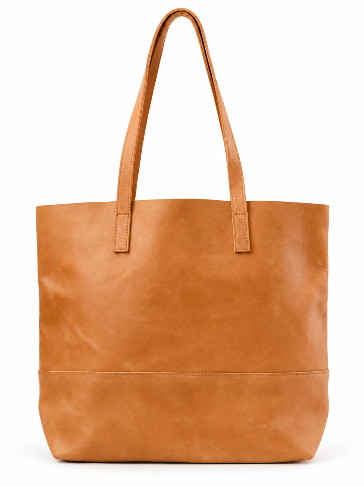 A tan leather tote bag with two shoulder straps, shown against a plain white background. #Color_Camel